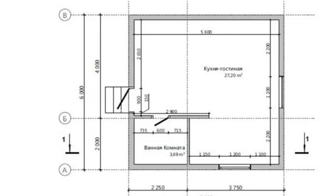 Проект каркасного дома «5» 6х6 м