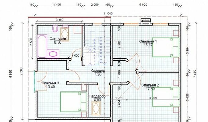 Каркасный дом «4500-138» 8х11 м