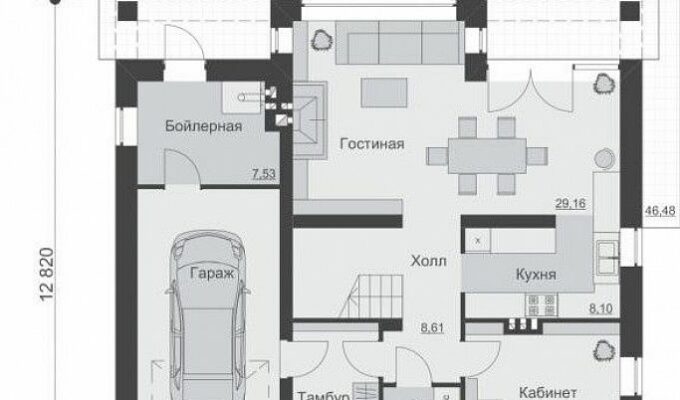 Каркасный дом «4721-198» 12х12 м