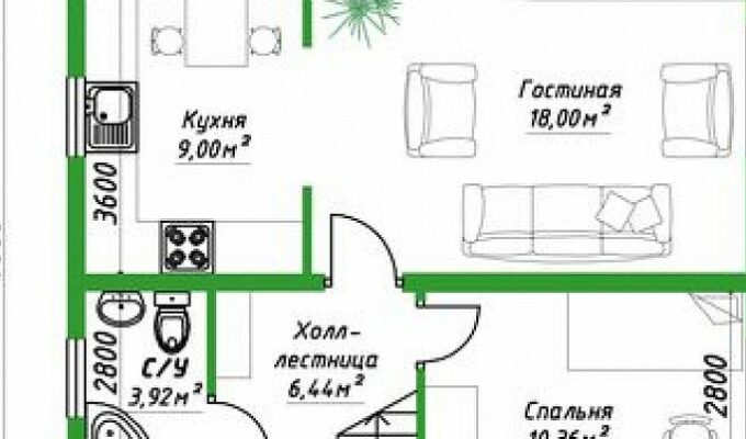 Каркасный дом «4289-114» 7х8 м