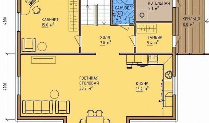 Каркасный дом «4495-158» 8х11 м