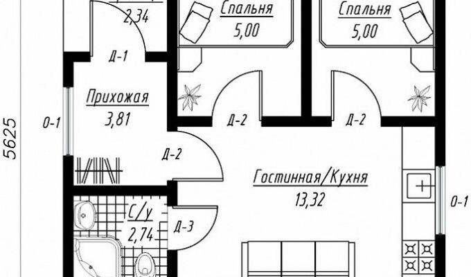 Каркасный дом «5037-50» 7х5 м