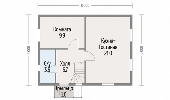 Каркасный дом «Лидер 8-79» 6х8 м