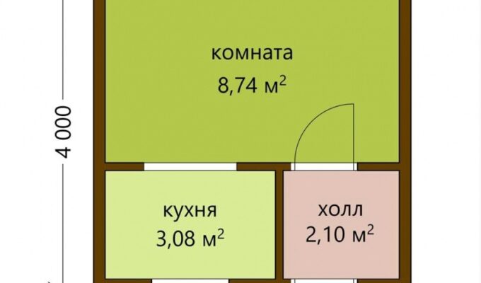 Каркасный дом «Дачник-15» 4х4 м