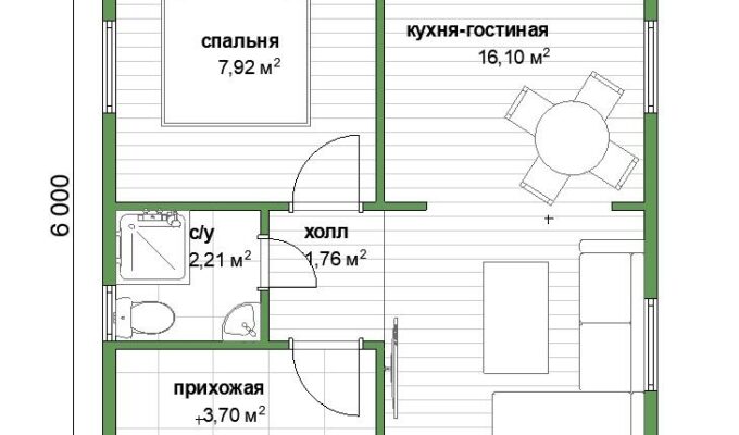 Каркасный дом «Пушкин-32» 5х6 м